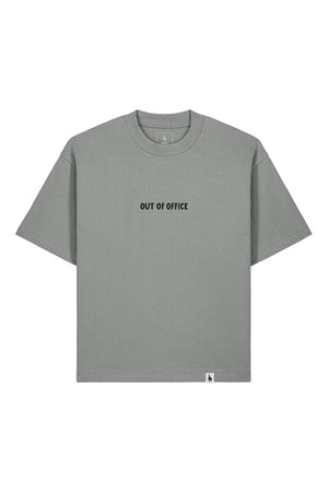 Tricou Arkon print Out of Office Misty Grey - fata