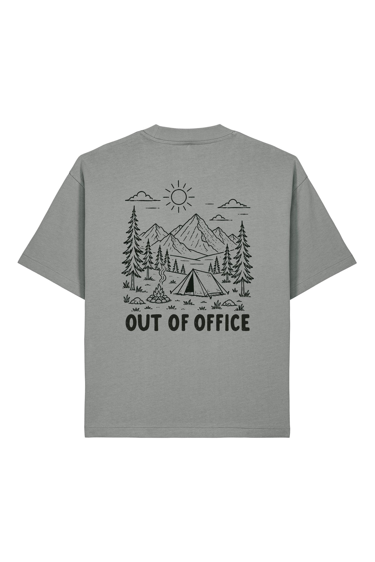 Tricou Arkon print Out of Office Misty Grey - spate