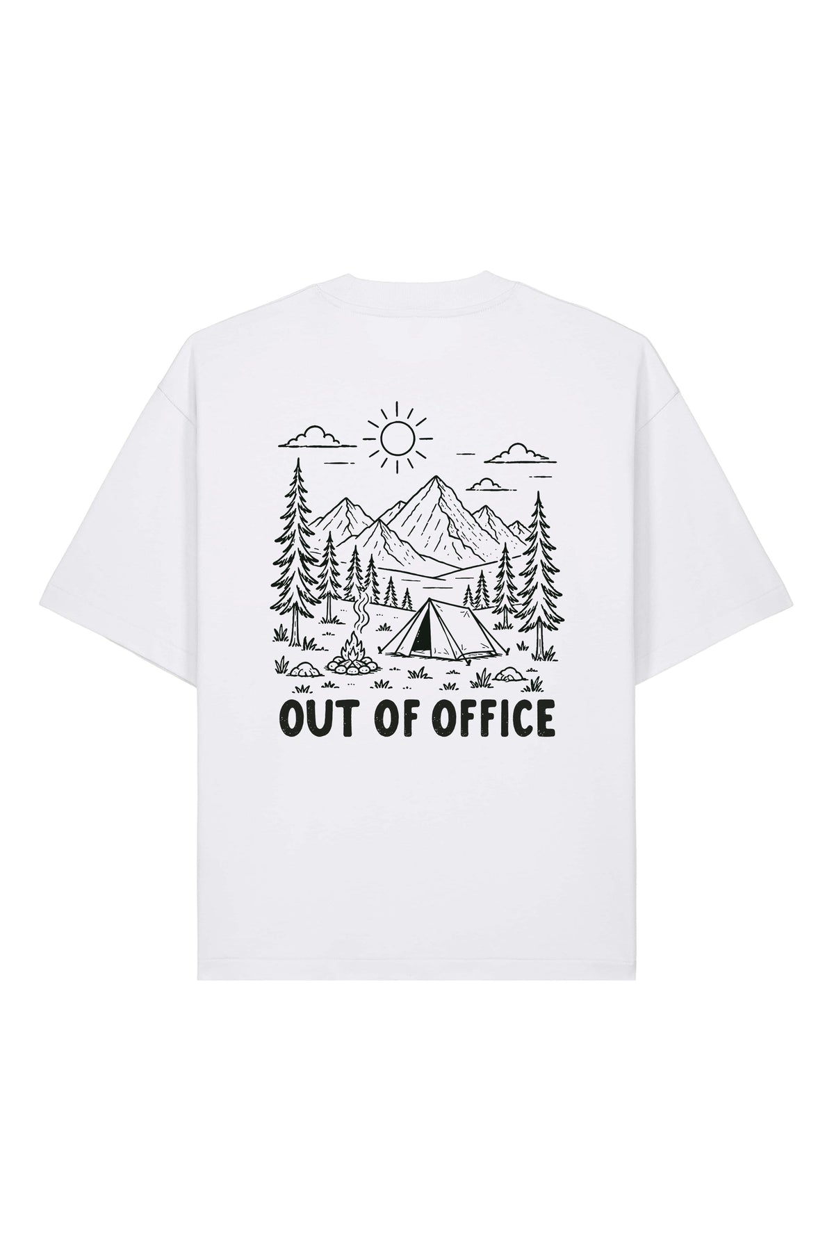 Tricou Arkon print Out of Office Alb - spate