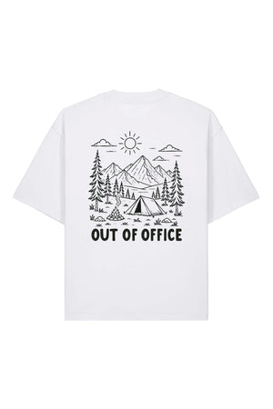 Tricou Arkon print Out of Office Alb - spate