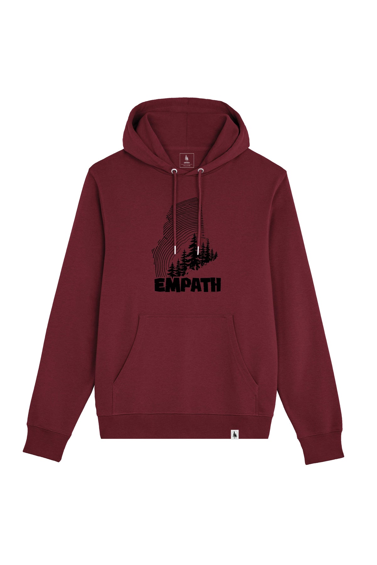 Hanorac subtire unisex Arco, print Wood, Burgundy - față