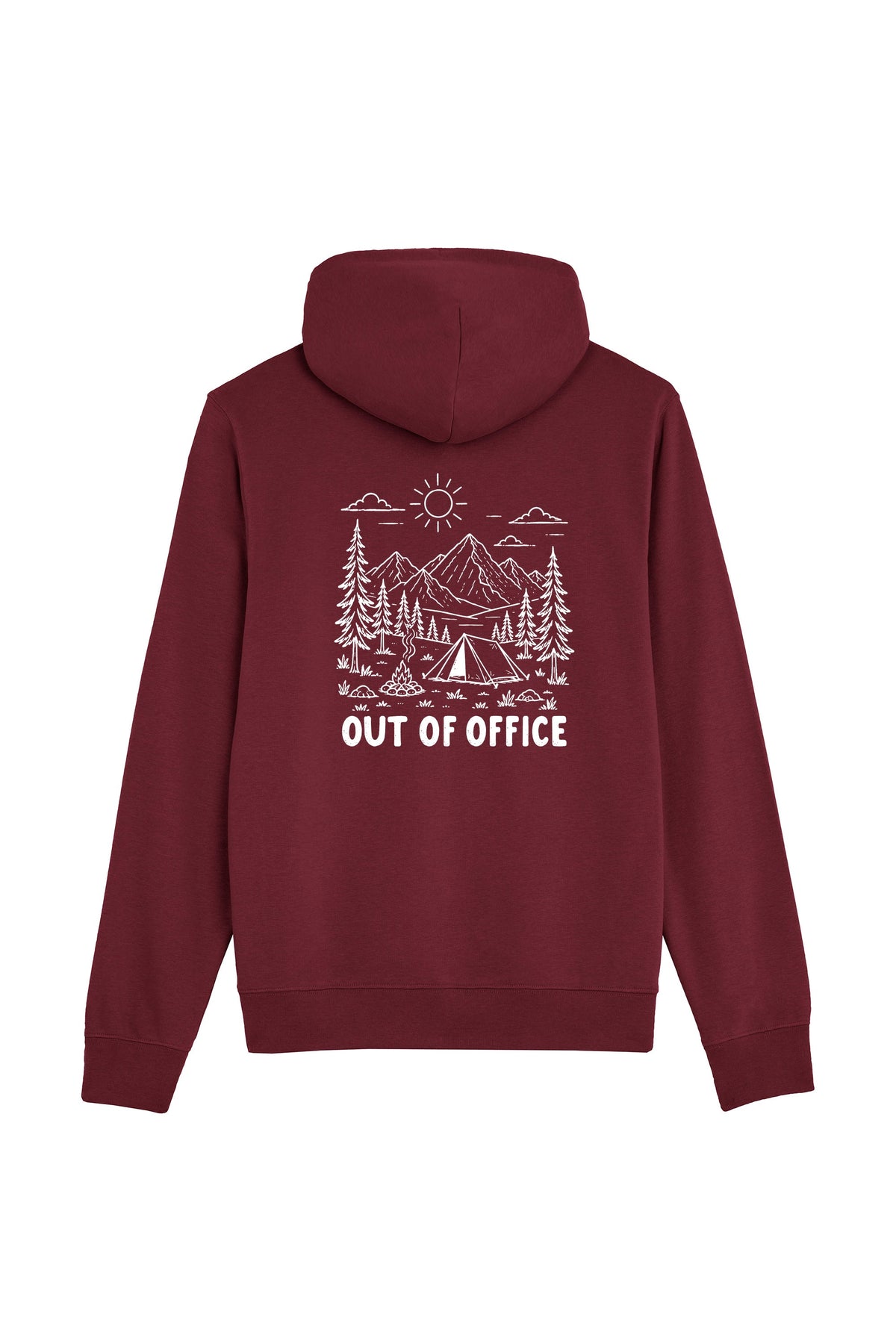 Hanorac subtire unisex Arco, print Out of office, Burgundy - spate
