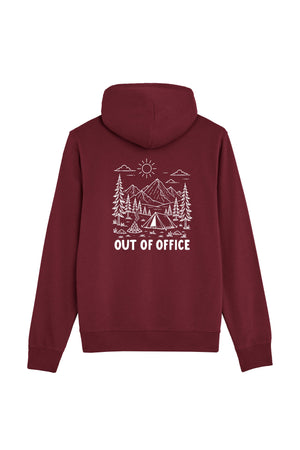 Hanorac subtire unisex Arco, print Out of office, Burgundy - spate