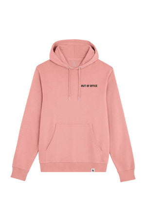 Hanorac subtire unisex Arco, print Out of office, Canyon Pink - față