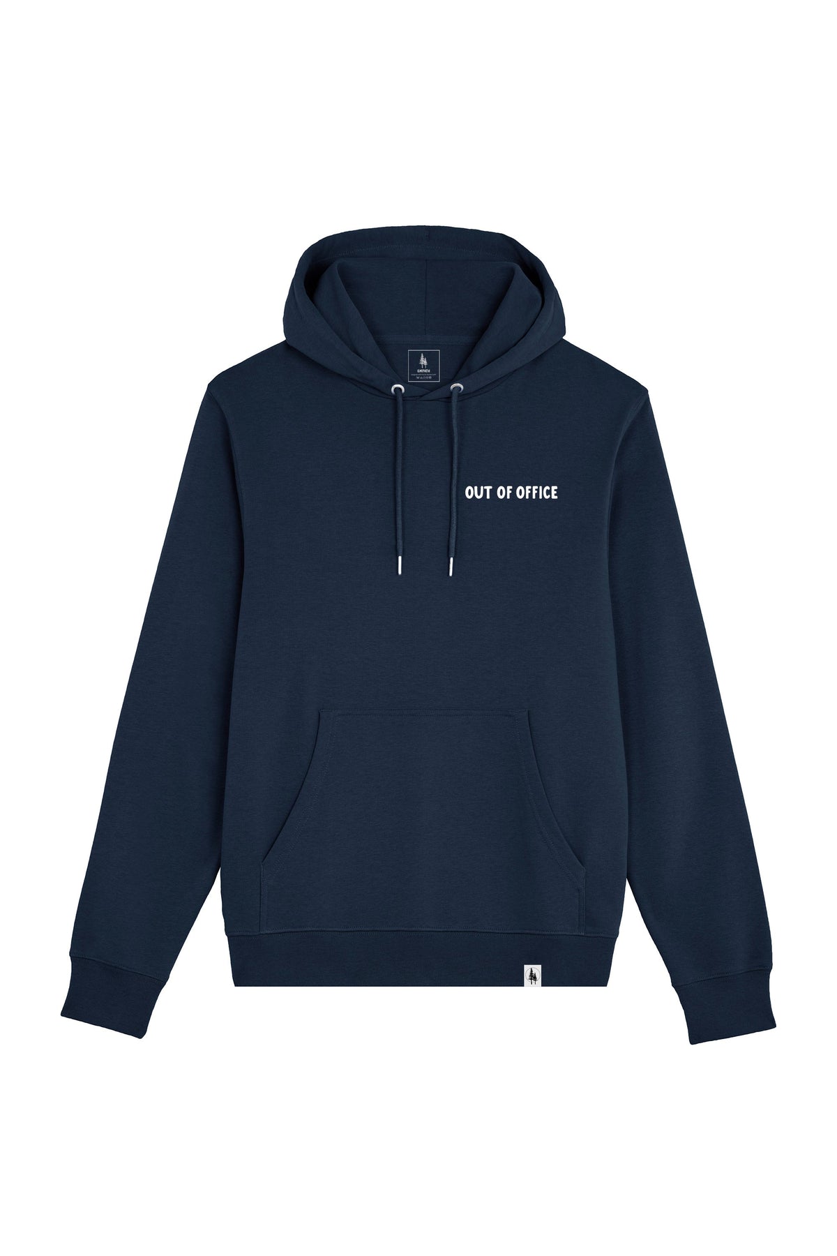 Hanorac subtire unisex Arco, print Out of office, Navy - față