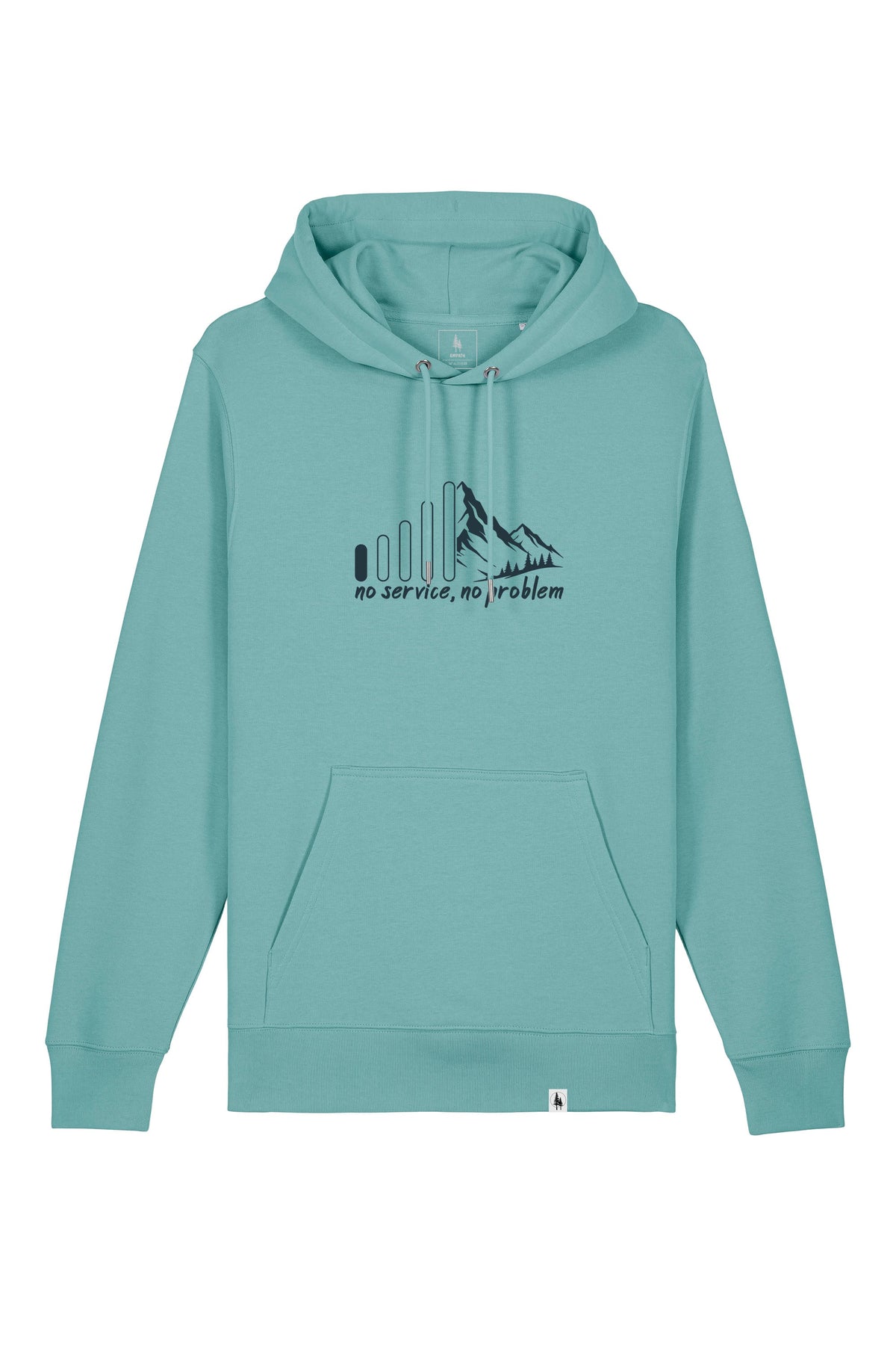 Hanorac subtire unisex Arco, print No service, Teal Monstera - față