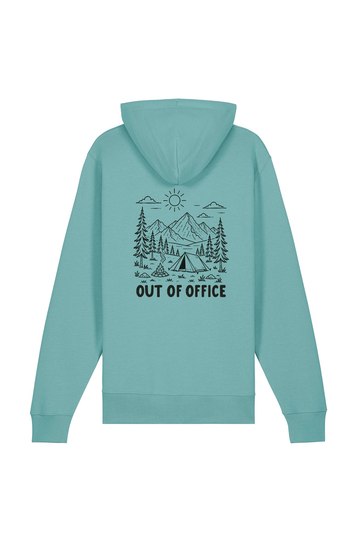 Hanorac subtire unisex Arco, print Out of office, Teal Monstera - spate