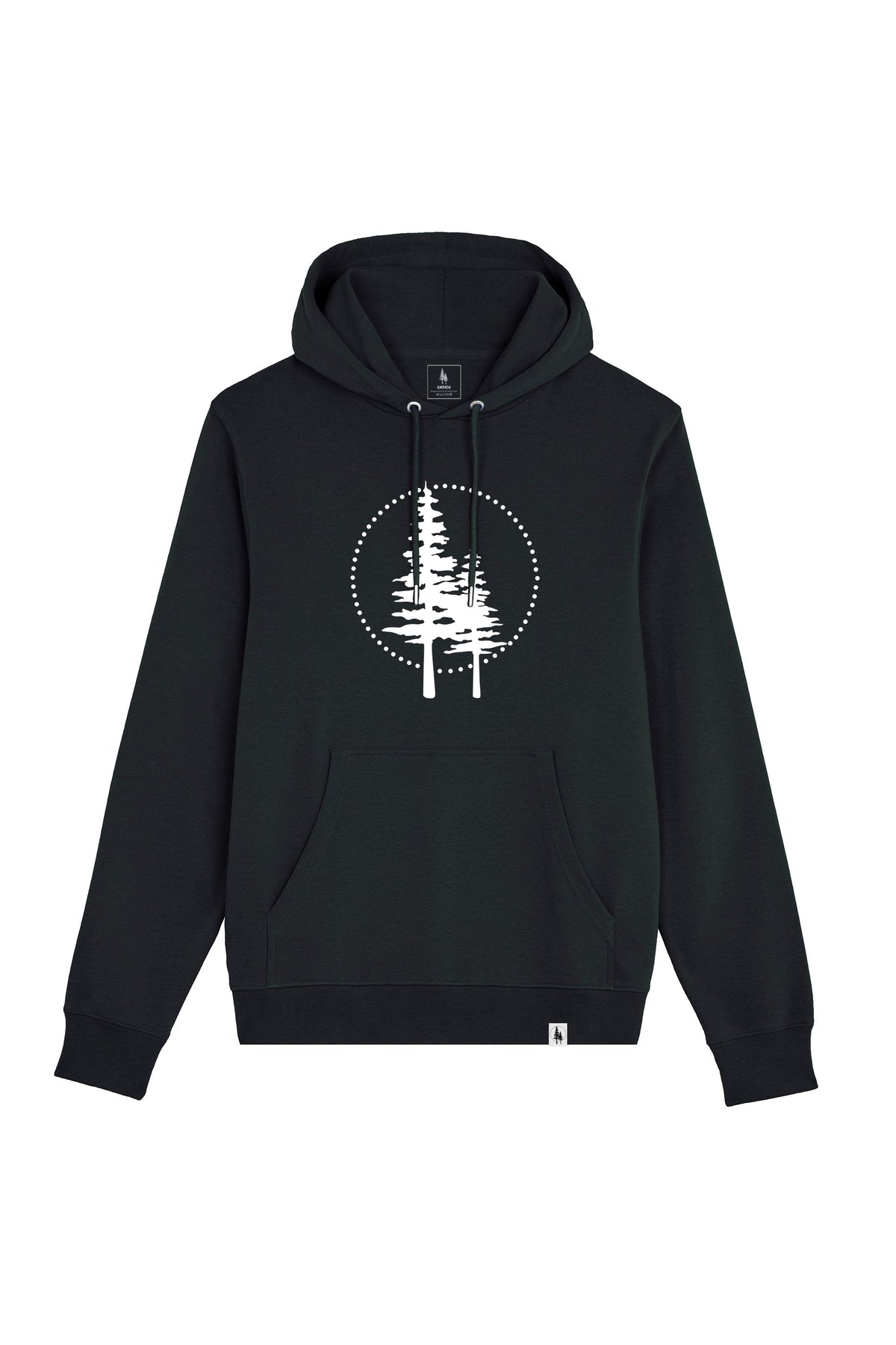 Hanorac subtire unisex Arco, print Logo cerc Empath, Negru - față