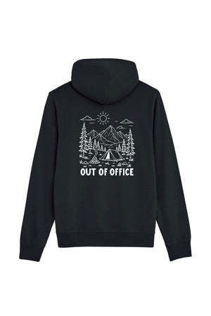 Hanorac subtire unisex Arco, print Out of office, Negru - spate