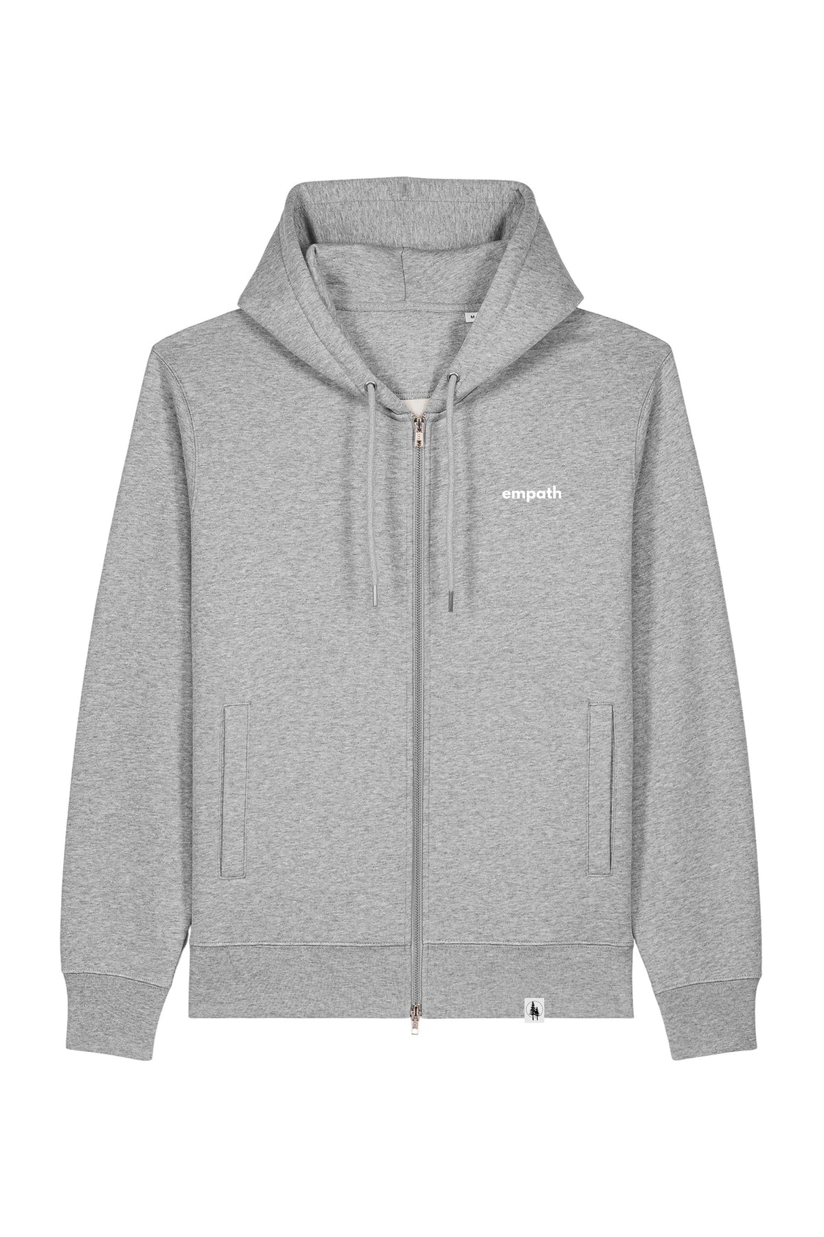 Hanorac premium unisex cu fermoar Astor, print Logo Empath – Heather Grey – față
