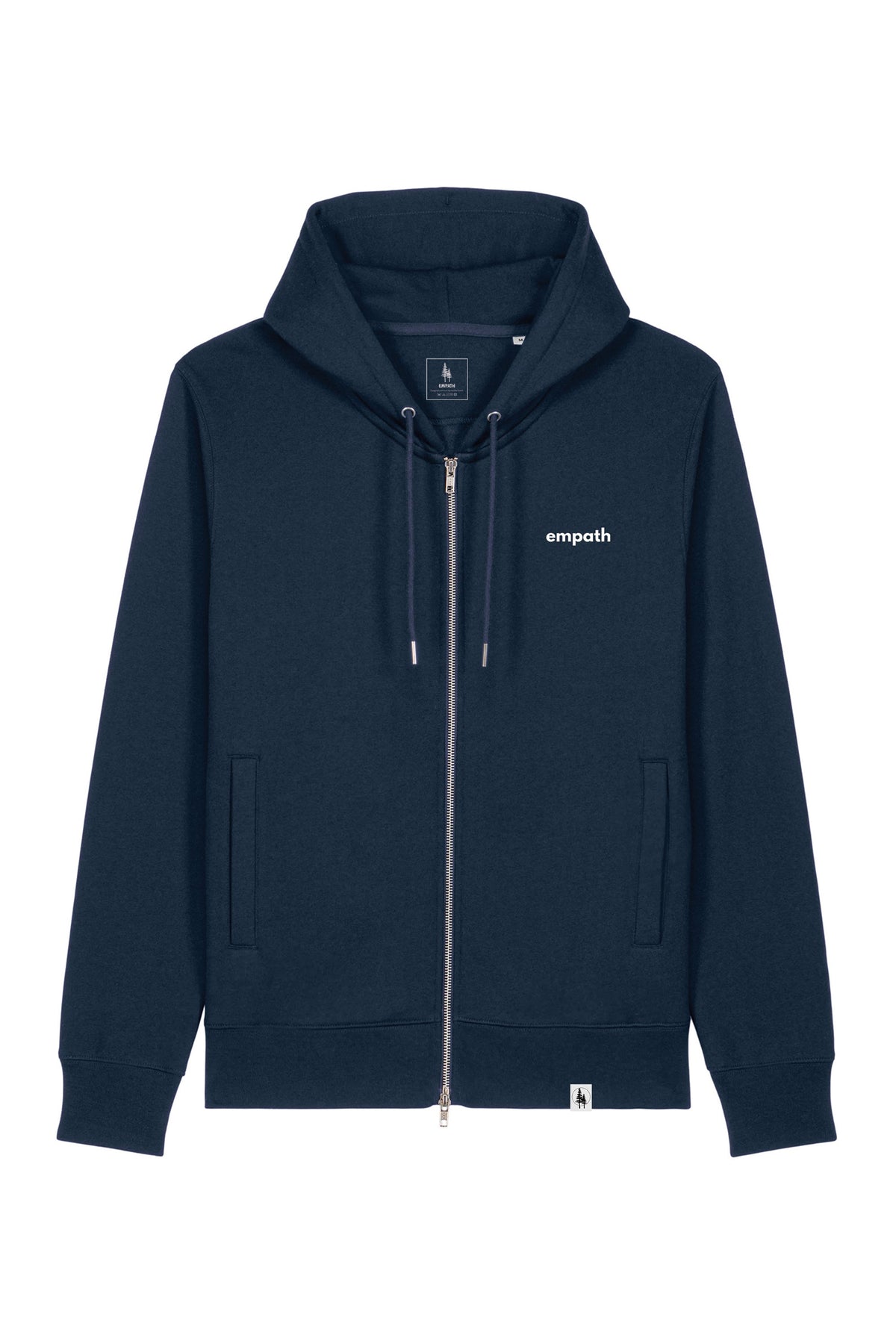Hanorac premium unisex cu fermoar Astor, print Logo Empath – French Navy – față