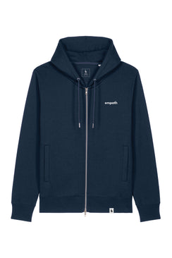 Hanorac premium unisex cu fermoar Astor, print Logo Empath – French Navy – față