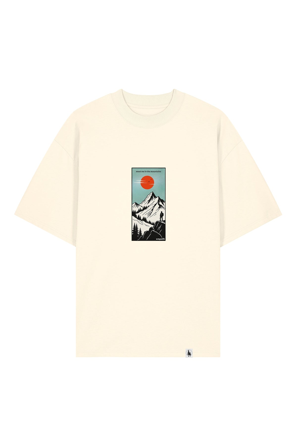 Tricou Blaro print Meet me in the mountains Cream - fata