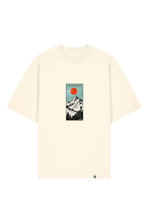 Tricou Blaro print Meet me in the mountains Cream - fata