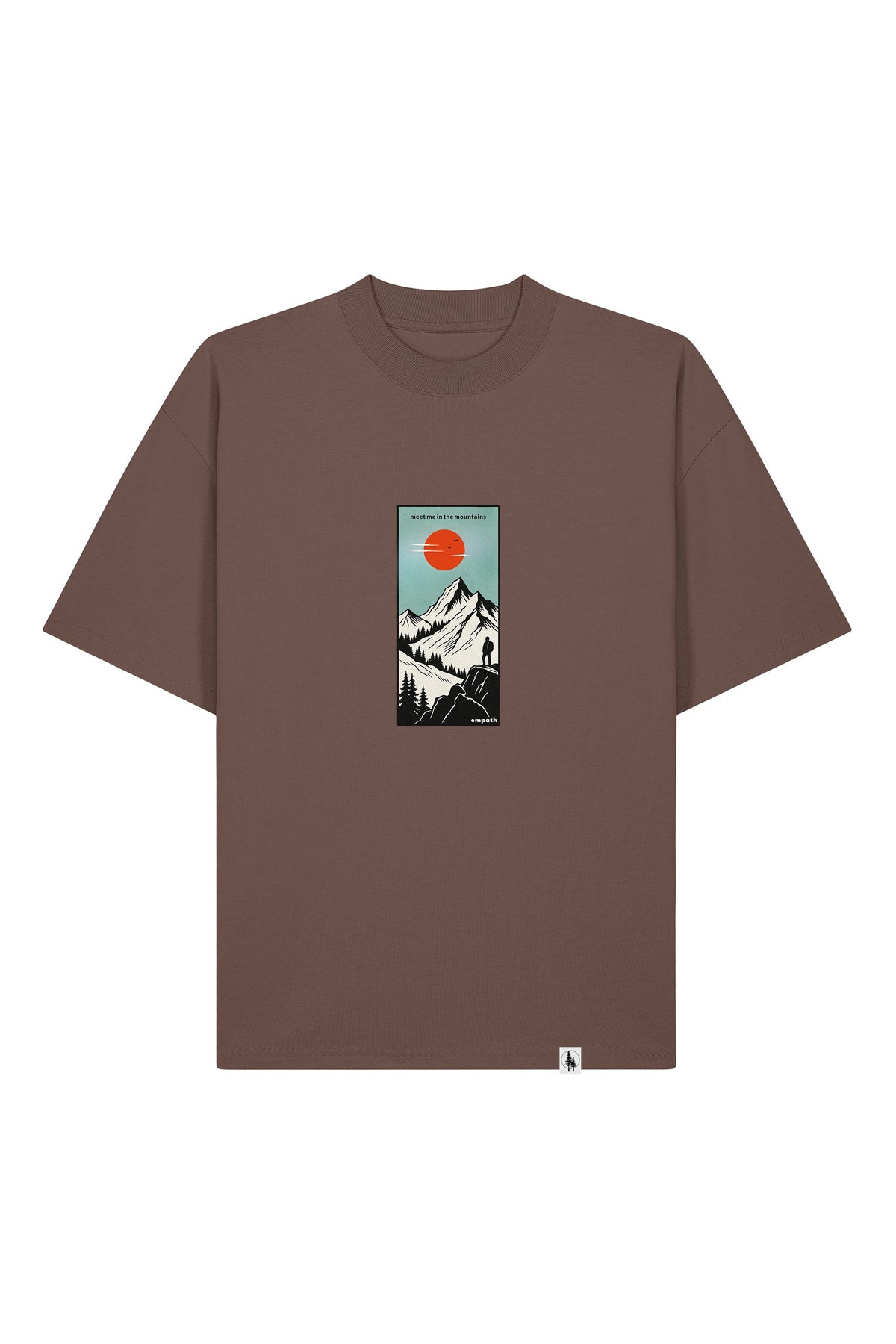 Tricou Blaro print Meet me in the mountains Mocha - fata