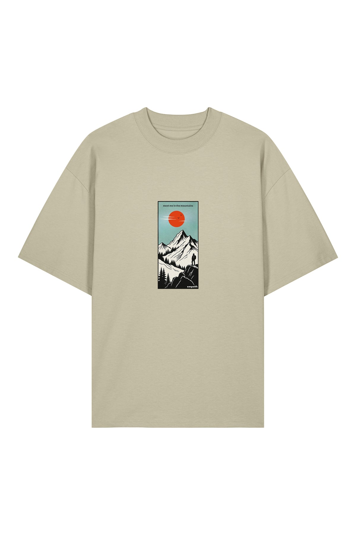Tricou Blaro print Meet me in the mountains Stone - fata