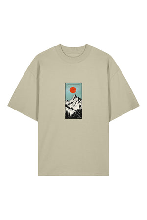 Tricou Blaro print Meet me in the mountains Stone - fata