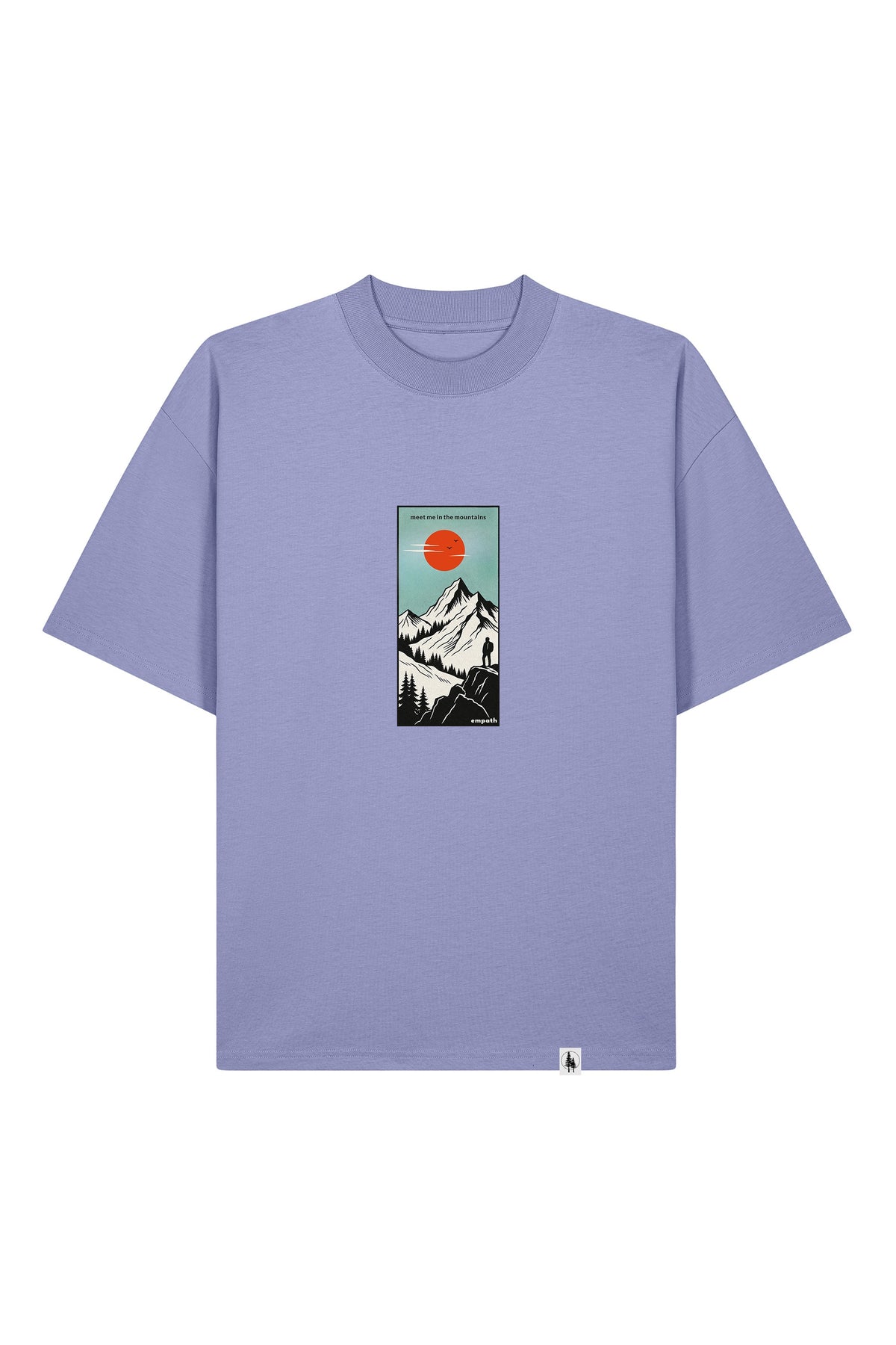 Tricou Blaro print Meet me in the mountains Violet - fata