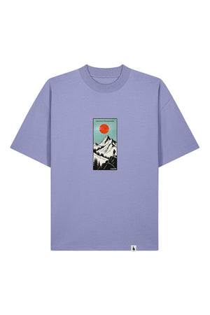 Tricou Blaro print Meet me in the mountains Violet - fata