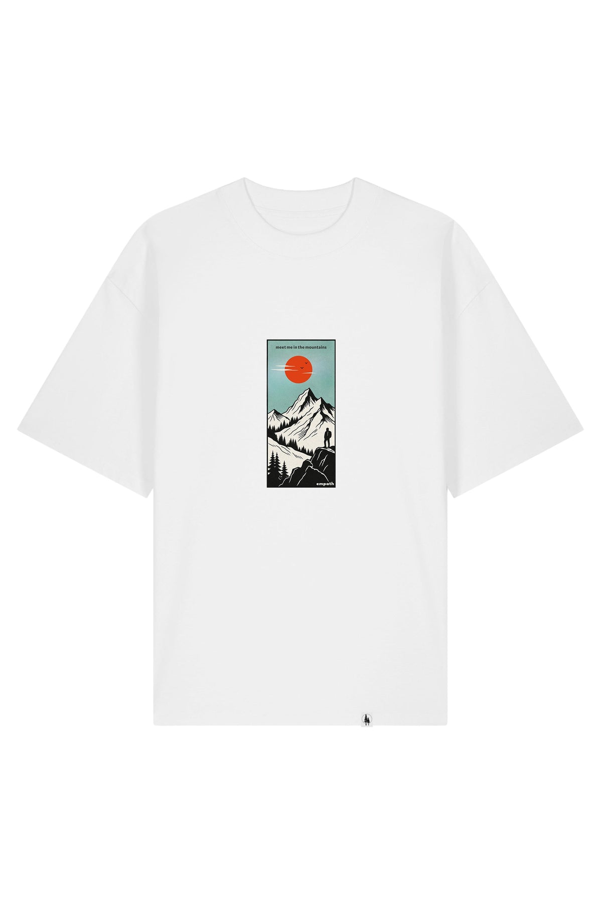 Tricou Blaro print Meet me in the mountains Alb - fata