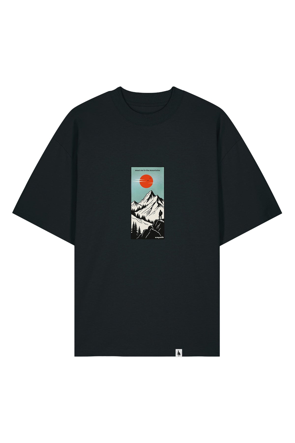 Tricou Blaro print Meet me in the mountains Negru - fata