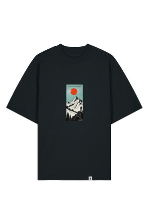 Tricou Blaro print Meet me in the mountains Negru - fata