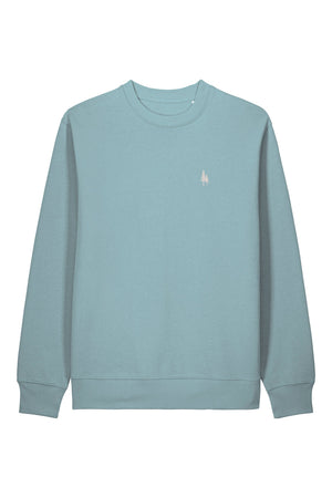 Bluza unisex Chester, logo brodat – Pebble Blue – față