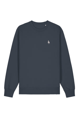 Bluza unisex Chester, logo brodat – India Ink Grey – față