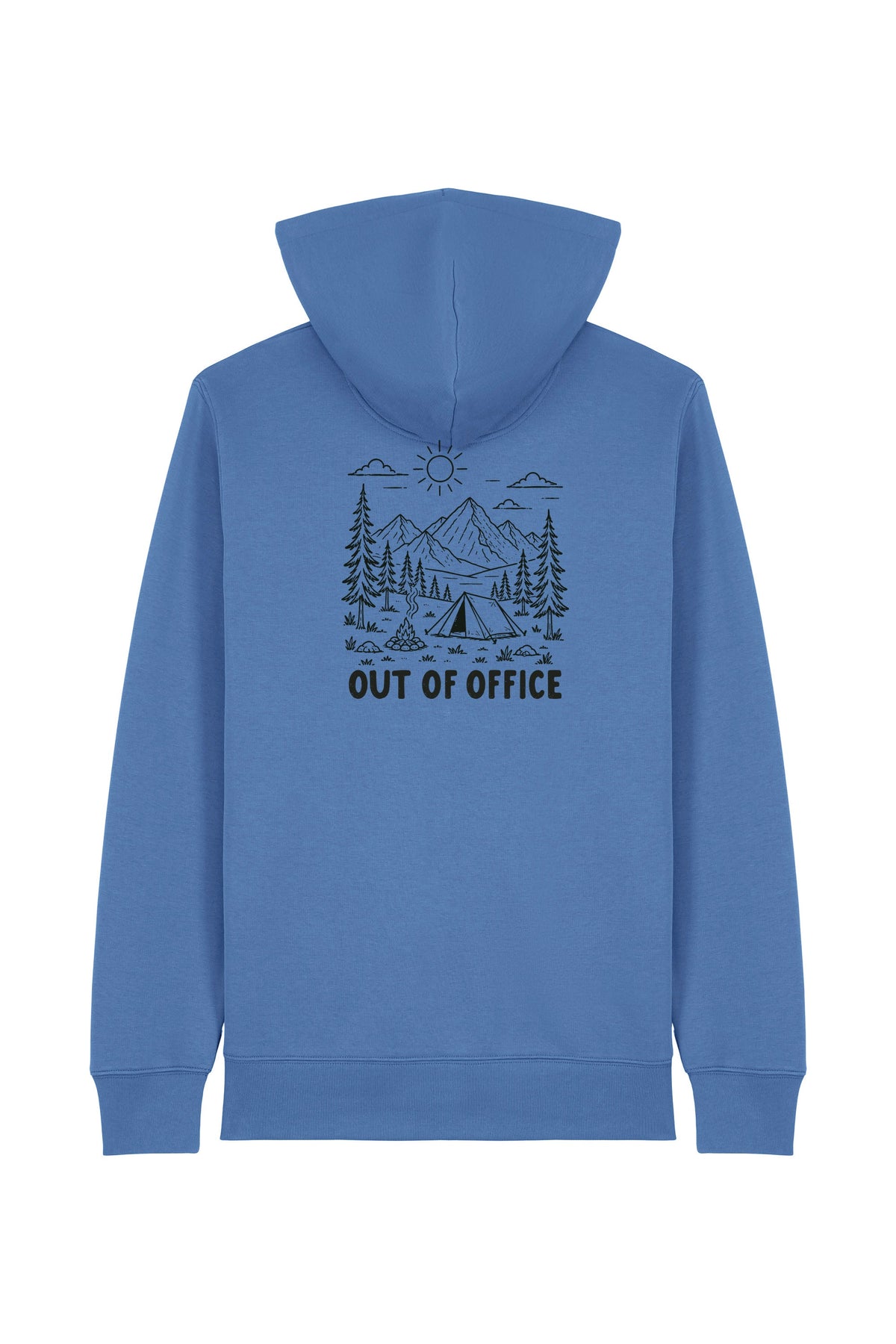 Hanorac subtire cu fermoar Conor, print Out of office, Bright Blue - spate