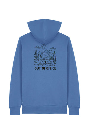 Hanorac subtire cu fermoar Conor, print Out of office, Bright Blue - spate