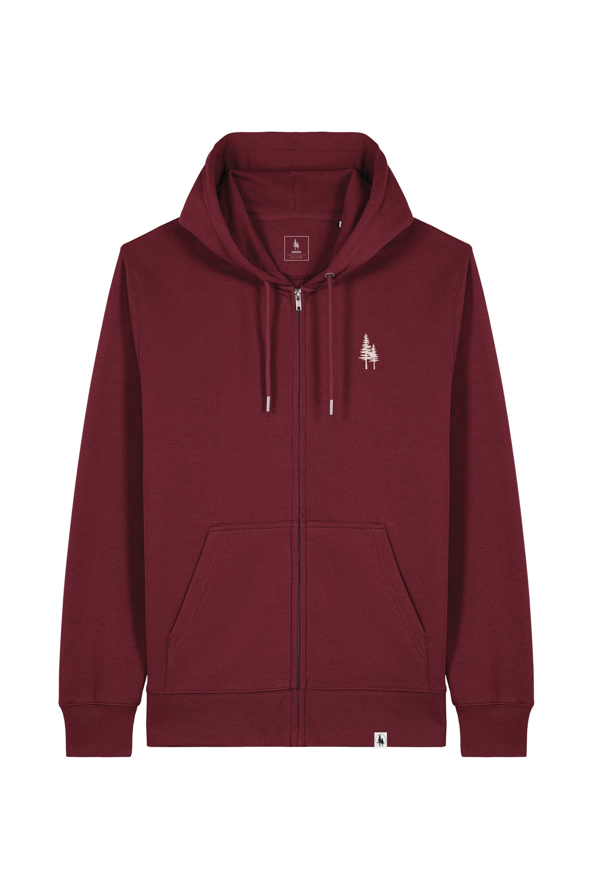 Hanorac subtire cu fermoar Conor, print Logo Empath – Burgundy – față