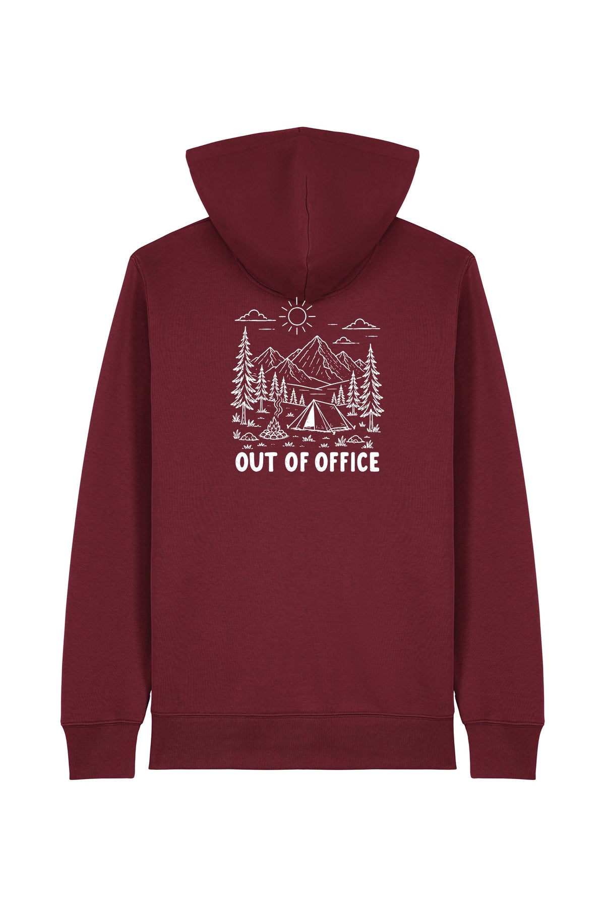 Hanorac subtire cu fermoar Conor, print Out of office, Burgundy - spate