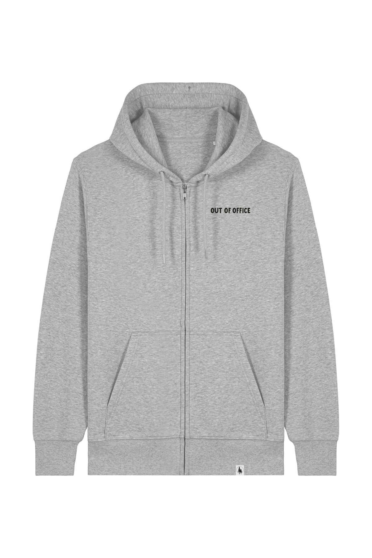 Hanorac subtire cu fermoar Conor, print Out of office, Heather Grey - față