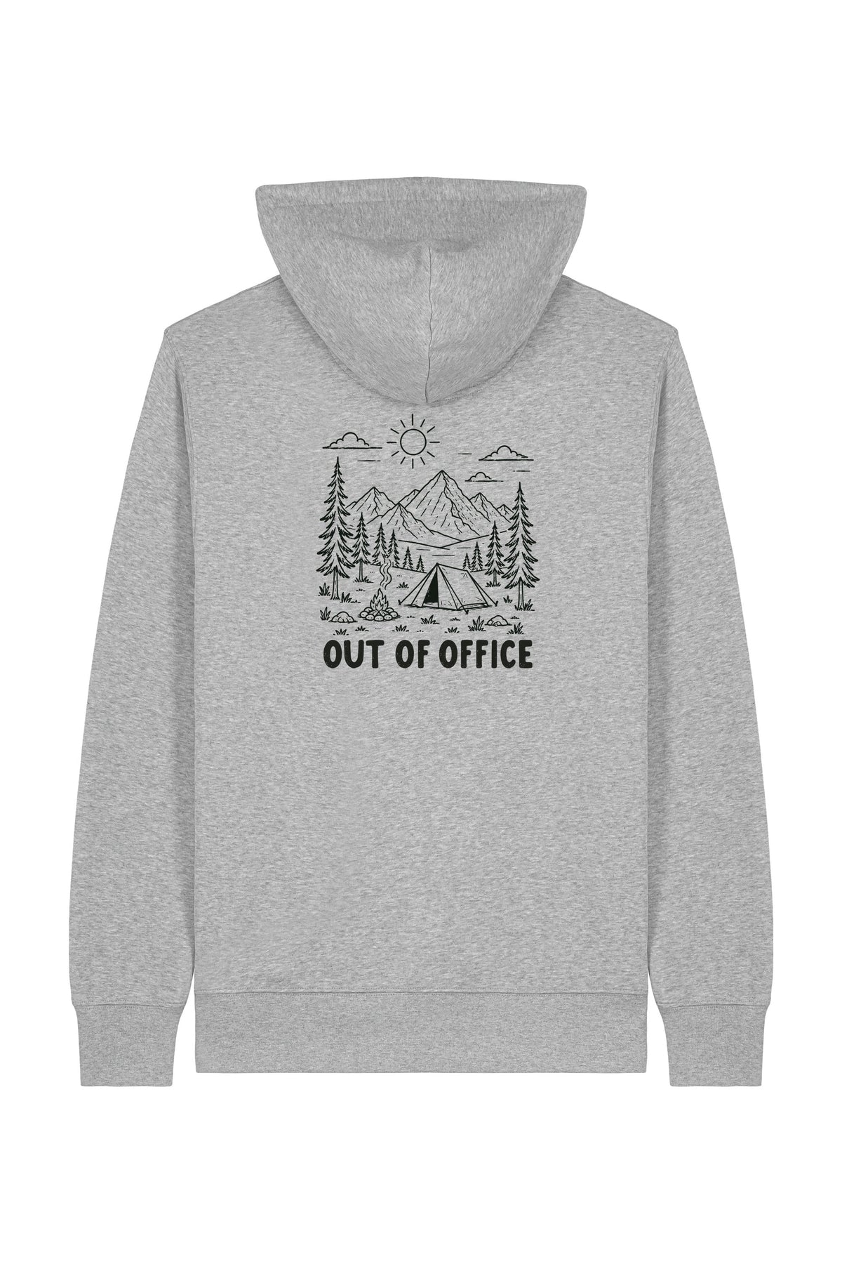 Hanorac subtire cu fermoar Conor, print Out of office, Heather Grey - spate