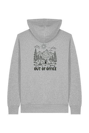 Hanorac subtire cu fermoar Conor, print Out of office, Heather Grey - spate
