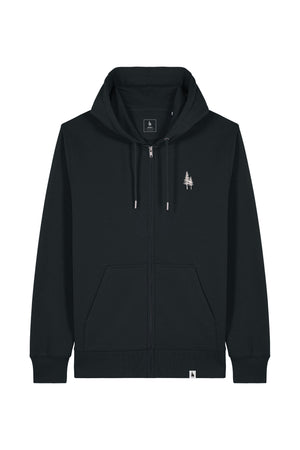 Hanorac subtire cu fermoar Conor, print Logo Empath – Negru – față