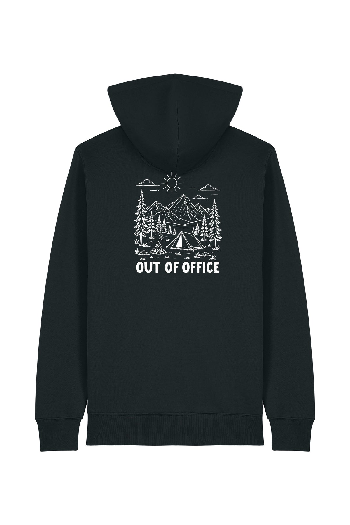 Hanorac subtire cu fermoar Conor, print Out of office, Negru - spate