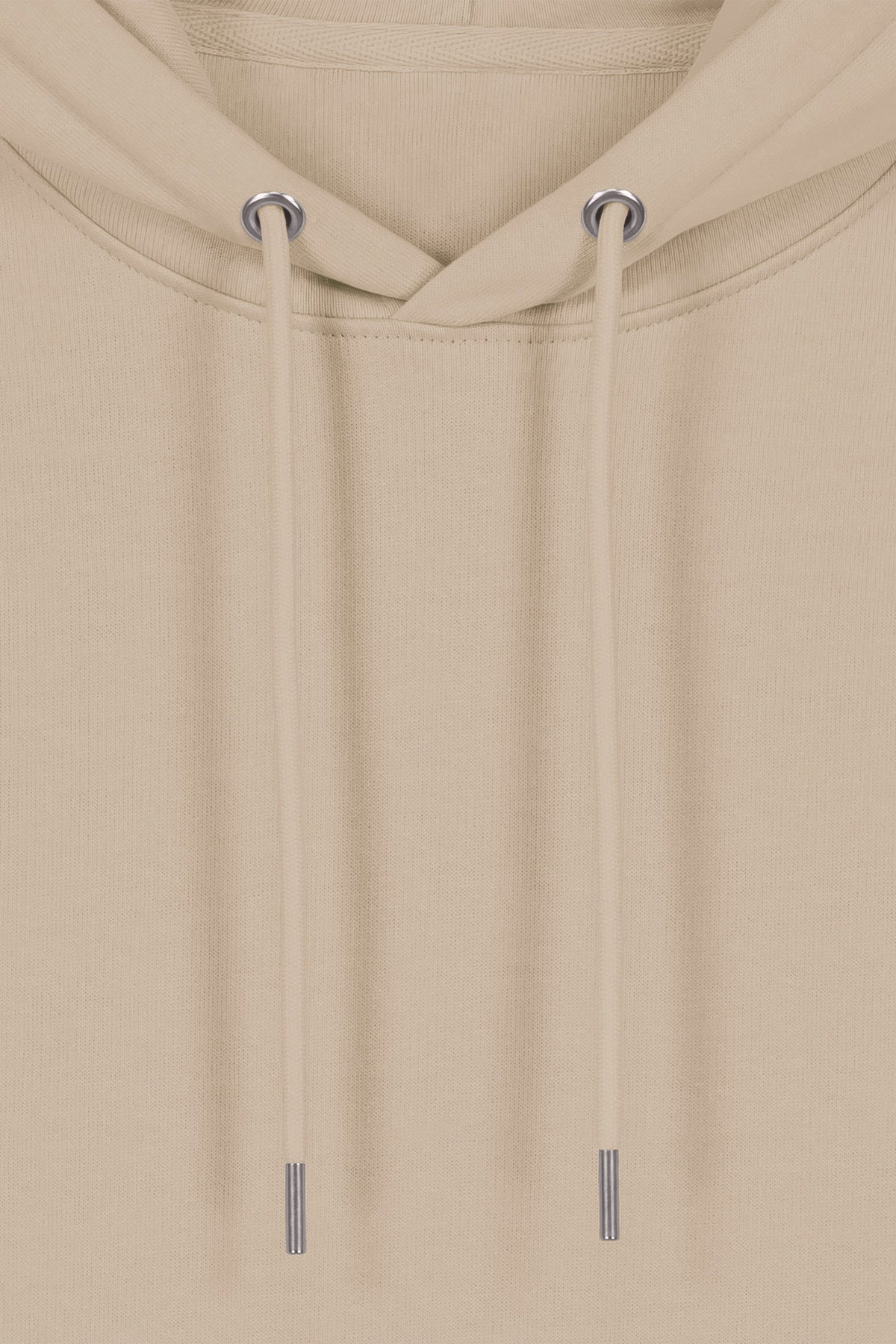 Hanorac premium unisex Cruz, Logo Brodat – Desert Dust – detaliu glugă și șnururi