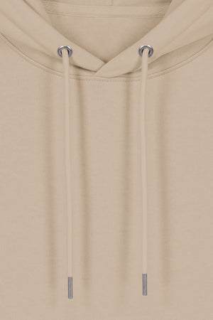 Hanorac premium unisex Cruz, Logo Brodat – Desert Dust – detaliu glugă și șnururi