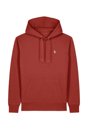 Hanorac premium unisex Cruz, Logo Brodat – Earthy Red – față