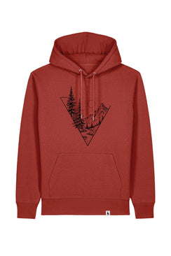 Hanorac premium unisex Cruz, print Explore, Earthy Red - față