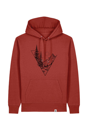 Hanorac premium unisex Cruz, print Explore, Earthy Red - față