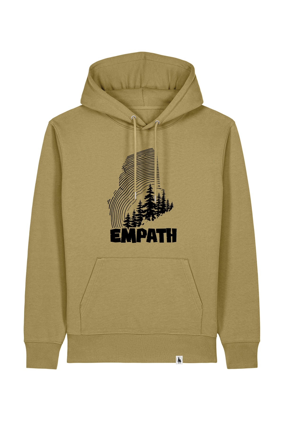 Hanorac premium unisex Cruz, print Wood, Faded Olive - față