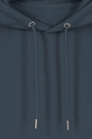 Hanorac premium unisex Cruz, Logo Brodat – India Ink Grey – detaliu glugă și șnururi