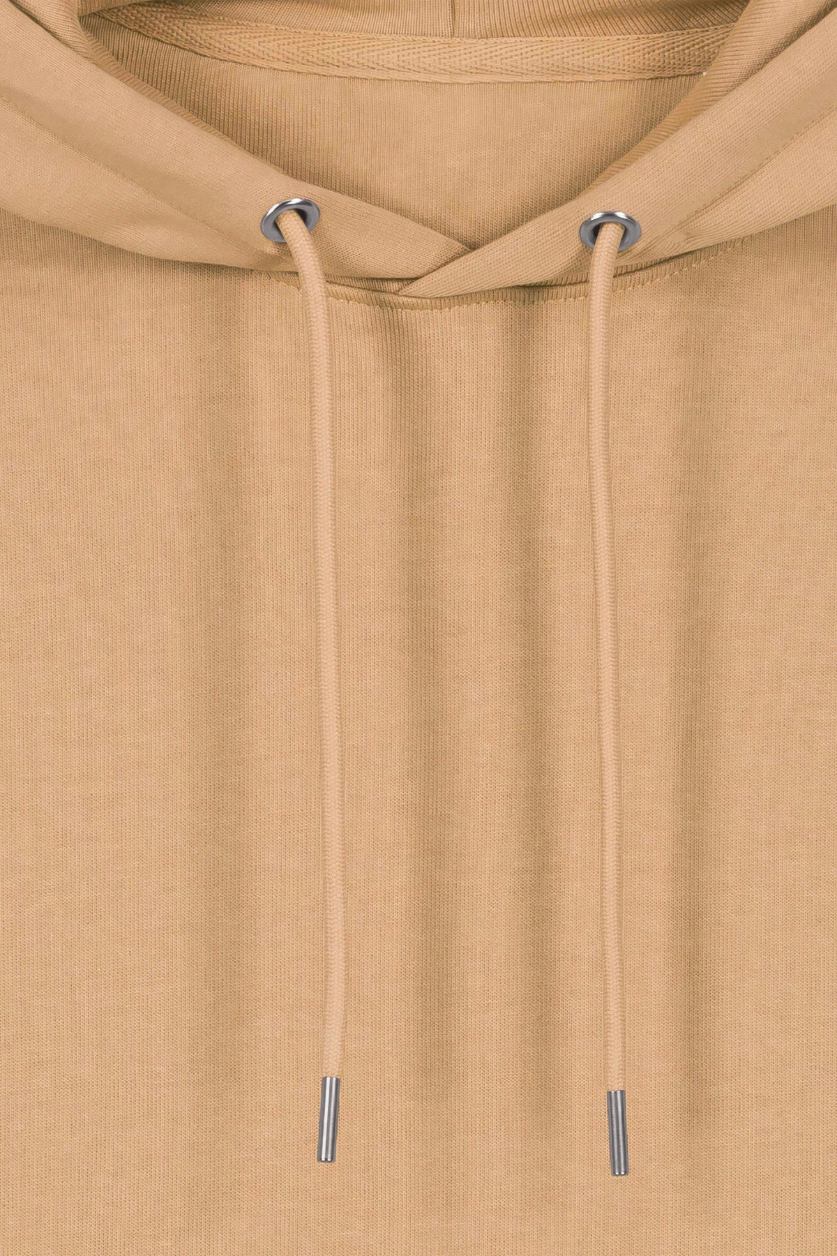 Hanorac premium unisex Cruz, Logo Brodat – Latte – detaliu glugă și șnururi
