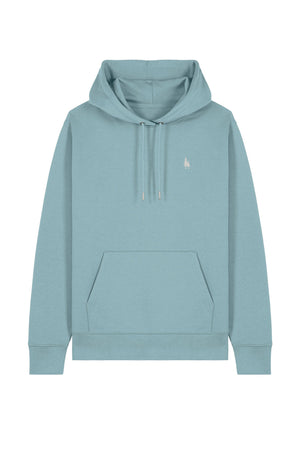 Hanorac premium unisex Cruz, Logo Brodat – Pebble Blue – față