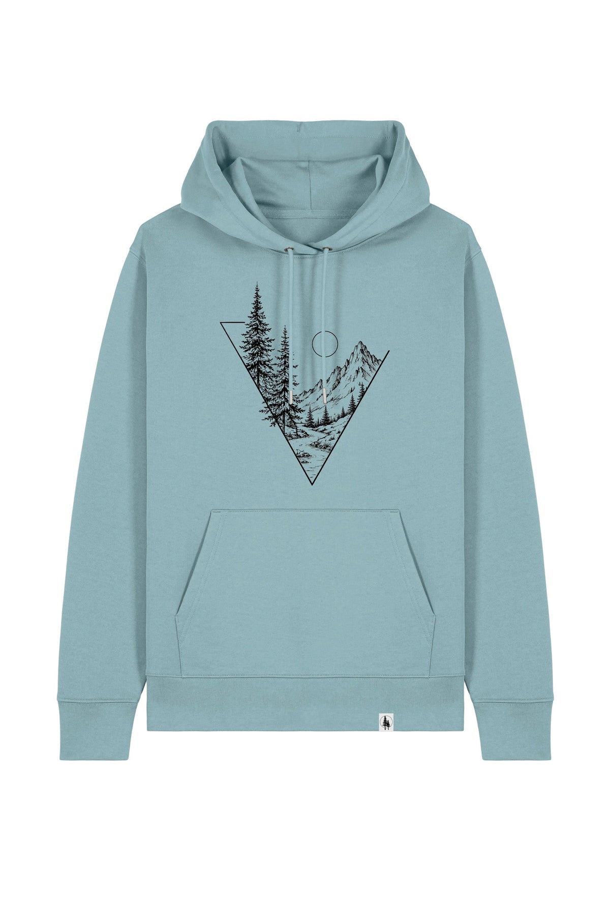 Hanorac premium unisex Cruz, print Explore, Pebble Blue - față