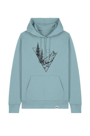 Hanorac premium unisex Cruz, print Explore, Pebble Blue - față
