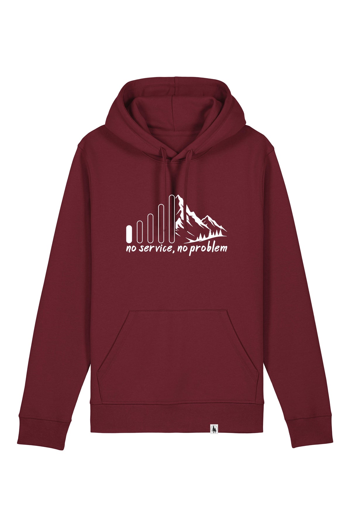 Hanorac unisex Drum, print No service, Burgundy - față