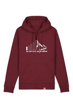 Hanorac unisex Drum, print No service, Burgundy - față